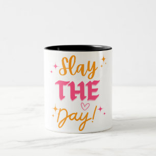 Café Em Dois Tons Design de Caneca Motivacional para Dominar o Dia