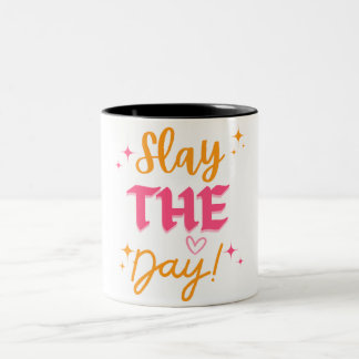 Café Em Dois Tons Design de Caneca Motivacional para Dominar o Dia