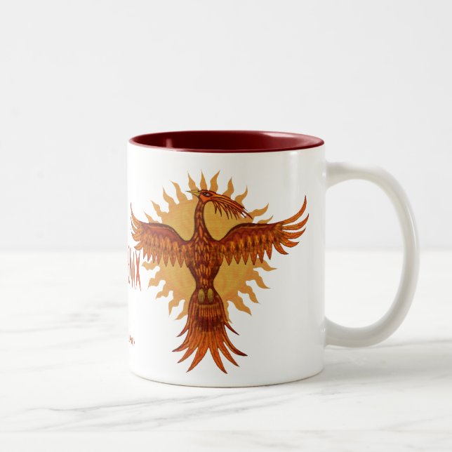 Café Em Dois Tons Design legal da caneca do pássaro do fogo de (Direita)