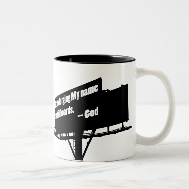 Café Em Dois Tons Deus diz para parar com a caneca de Outdoor (Direita)