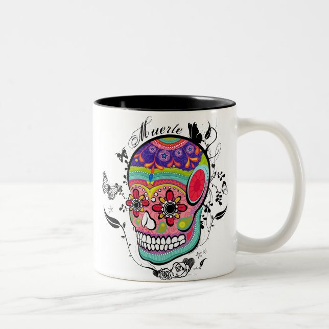 Café Em Dois Tons Dia de Muerte da caneca inoperante da ilustração (Direita)