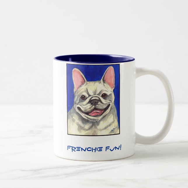 Café Em Dois Tons Divertimento de Frenchie! Caneca (Direita)