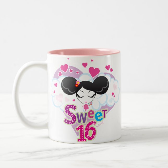 Café Em Dois Tons Doce caneca de 16 aniversários (Esquerda)