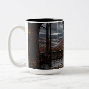 Café Em Dois Tons Dossel Gótico de Outono Quarto Preto Caneca