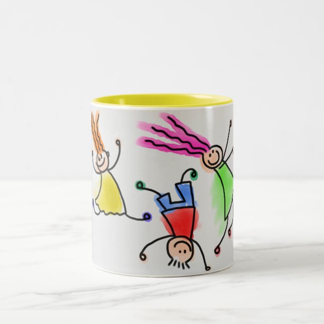 Café Em Dois Tons Duas caneca tonta com design de desenho animado. (Centro)