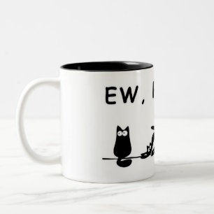 Café Em Dois Tons "Eca, Pessoas — Caneca de Gato Engraçada"