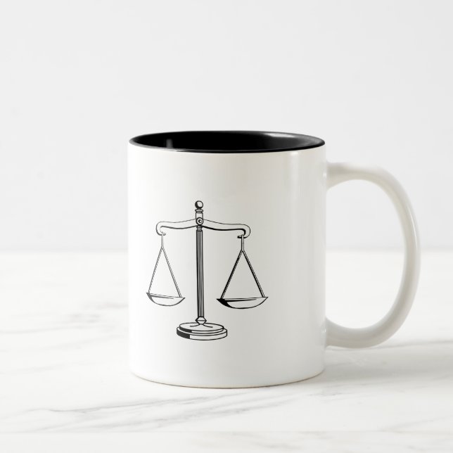 Café Em Dois Tons Escalas de justiça - caneca (Direita)