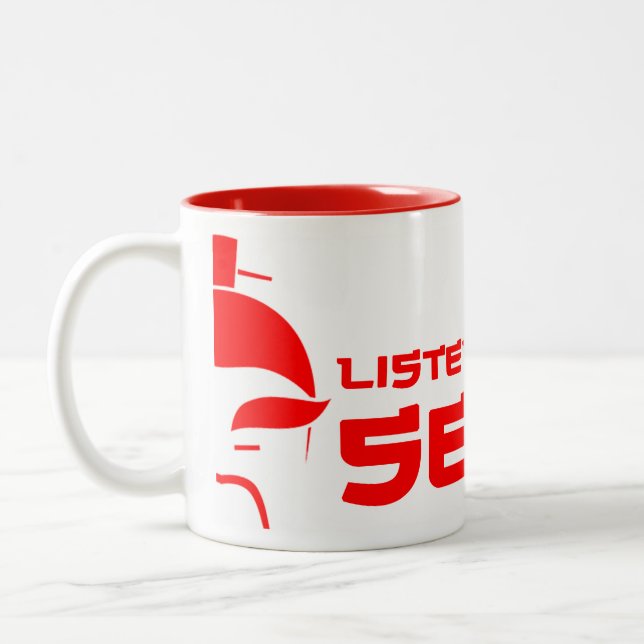 Café Em Dois Tons Escute a caneca de Sensei (branco/vermelho) (Esquerda)