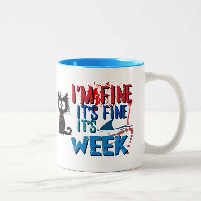 Café Em Dois Tons estou bem, está bem, é caneca de cerâmica semana d (Direita)