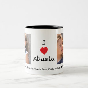 Café Em Dois Tons Eu amo a caneca customizável da foto de Abuela 2
