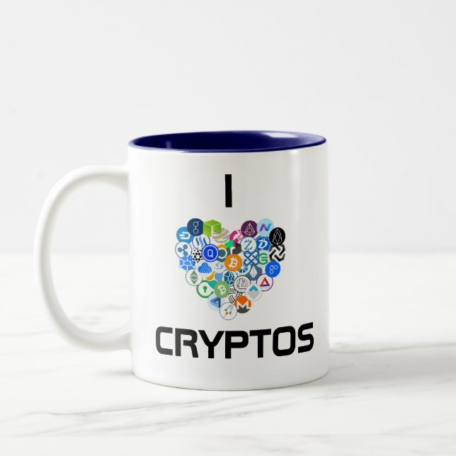 Café Em Dois Tons Eu amo a caneca de Cryptos (Esquerda)