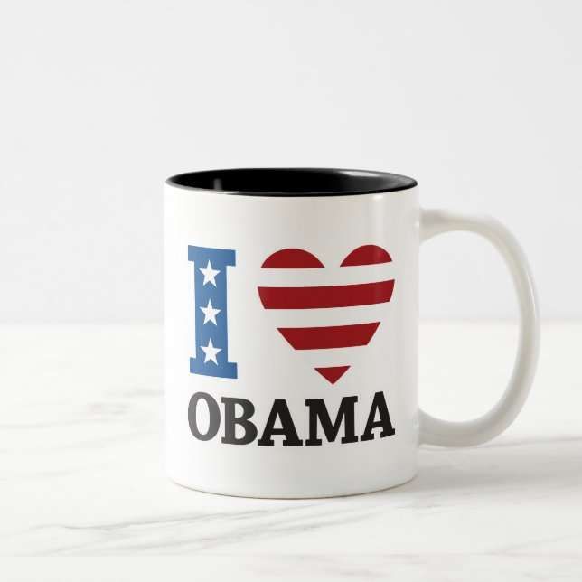 Café Em Dois Tons Eu amo a caneca de Obama (Direita)