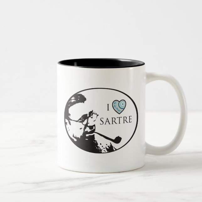 Café Em Dois Tons Eu amo a caneca de Sartre (Direita)