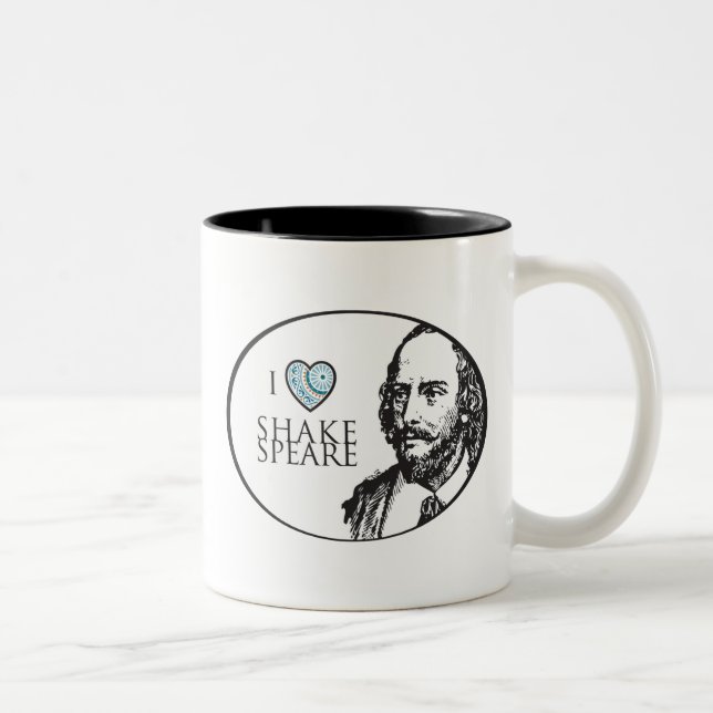 Café Em Dois Tons Eu amo a caneca de Shakespeare (Direita)