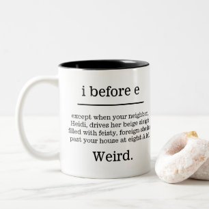 Café Em Dois Tons "Eu antes de E excetuo…" Caneca cómico da