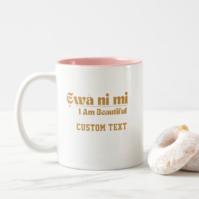Café Em Dois Tons Eu Sou Caneca de Beleza — Presente para Ela (Com Donut)