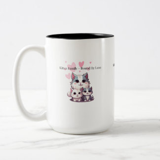 Café Em Dois Tons Família de Gatinhos Fofos Unidos pelo Amor Caneca 