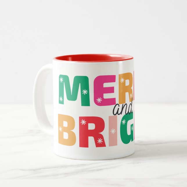 Café Em Dois Tons Feliz E Presente De Feriado Brilhante Para Caneca  (Frente Esquerda)