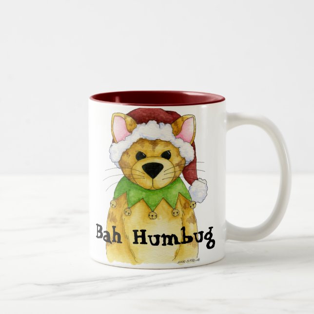 Café Em Dois Tons Feliz Natal da caneca da farsa de Bah do gato (Direita)