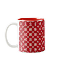 Feliz Natal Flocos de Neve Vermelho Branco Caneca