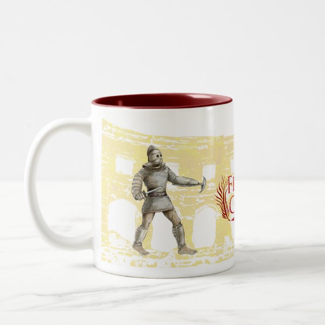 Café Em Dois Tons Ferrum e caneca dos gladiadores de Gloria (Esquerda)