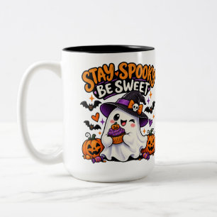 Café Em Dois Tons Fique Assustador Seja Doce Caneca de Halloween de 