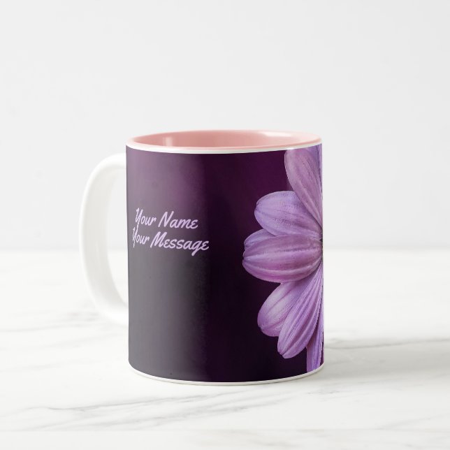 Café Em Dois Tons Flor de Caneca de Duas Cores (Frente Esquerda)
