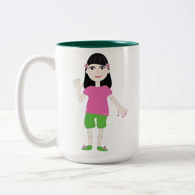 Café Em Dois Tons gata de desenho animado e caneca (Esquerda)