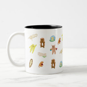 Café Em Dois Tons gata de desenho repete caneca