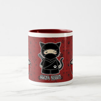 Café Em Dois Tons Gatinho de Ninja! Com a caneca da bacia de arroz