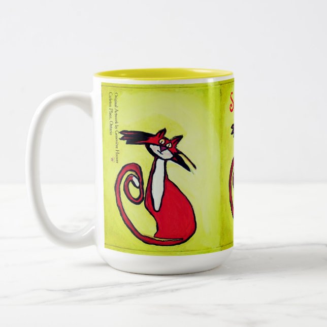 Café Em Dois Tons Gatinho macio - caneca de 15 onças (Esquerda)