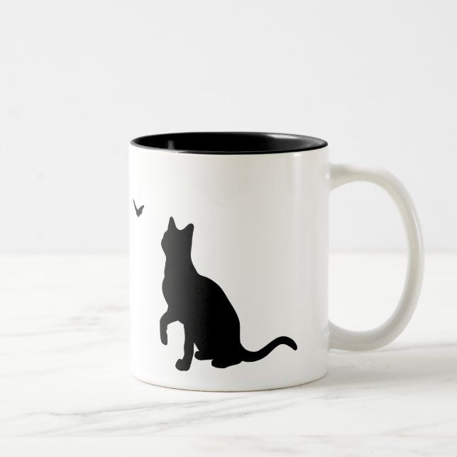 Café Em Dois Tons Gato com caneca de borboleta (Direita)