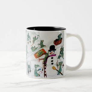 Café Em Dois Tons GÊMEOS NA caneca de neve