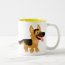 German shepherd de cartoon de cor branca Caneca