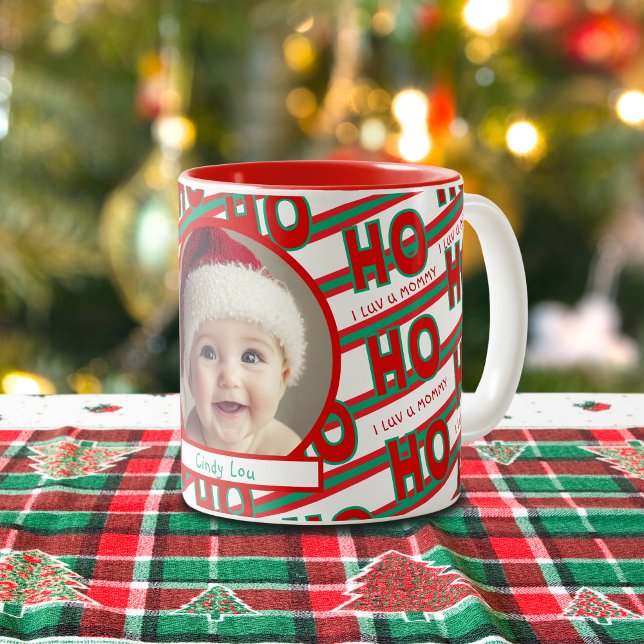 Café Em Dois Tons Ho Ho Foto Da Caneca De Natal (Criador carregado)