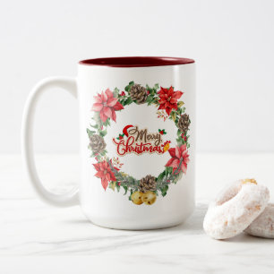 Café Em Dois Tons Linda caneca Floral de Natal