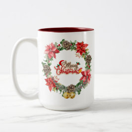 Café Em Dois Tons Linda caneca Floral de Natal