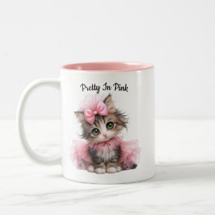 Café Em Dois Tons Lindo de Rosa – Caneca de Gatinho