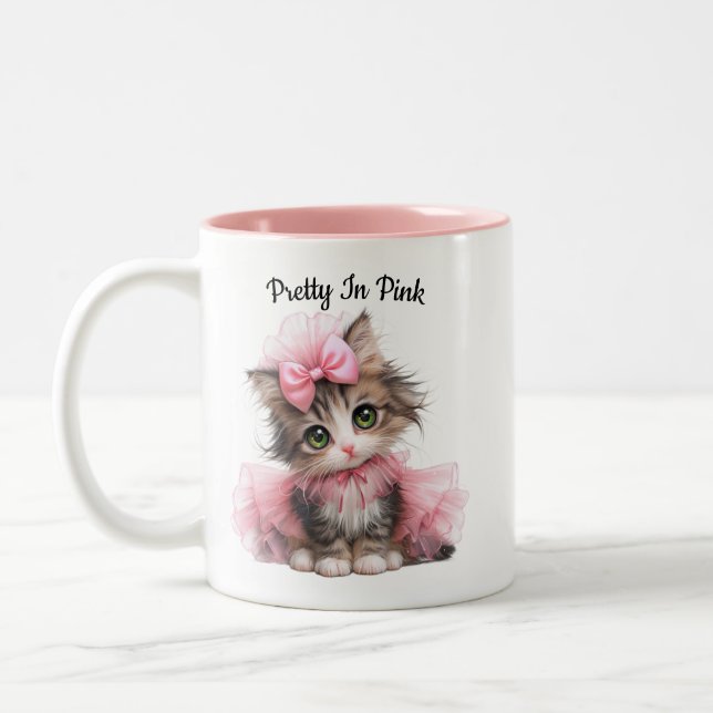 Café Em Dois Tons Lindo de Rosa – Caneca de Gatinho (Esquerda)