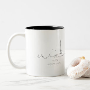 Café Em Dois Tons Linha do horizonte de Paris com caneca de coordena