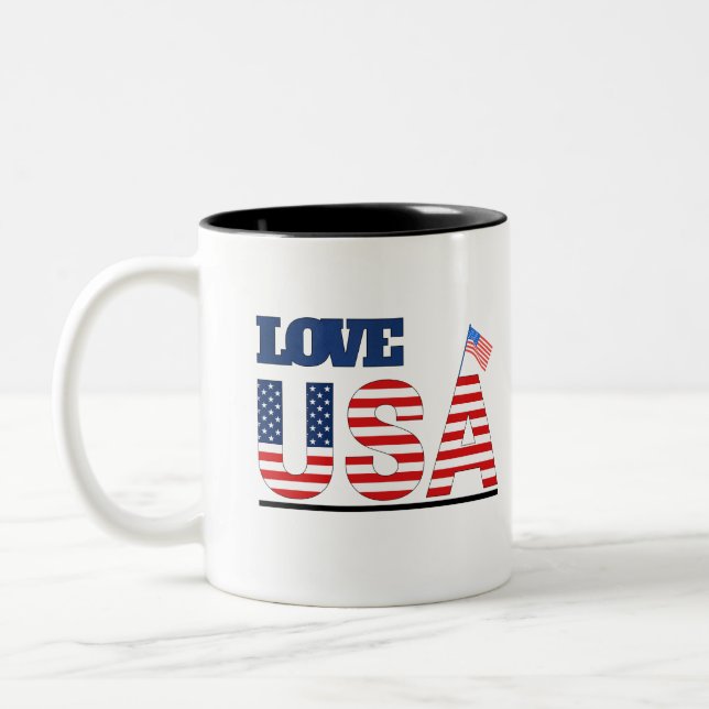 Café Em Dois Tons Love Usa novos designs de caneca (Esquerda)