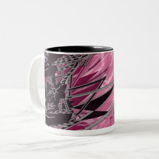 Café Em Dois Tons Magenta Neon Geometria — Caneca de Arte Abstrata