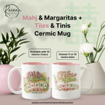 Mahj & Margaritas + Tiles & Tinis Caneca de Cerâmi