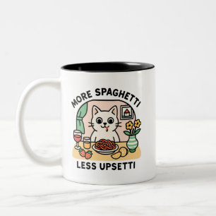 Café Em Dois Tons Mais espaguete menos caneca de gato mais alta
