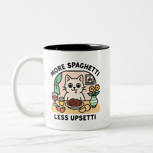 Café Em Dois Tons Mais espaguete menos caneca de gato mais alta (Esquerda)