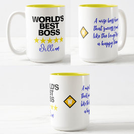 Café Em Dois Tons Melhor Chefe do Mundo (Nome e Humor) Caneca de Caf