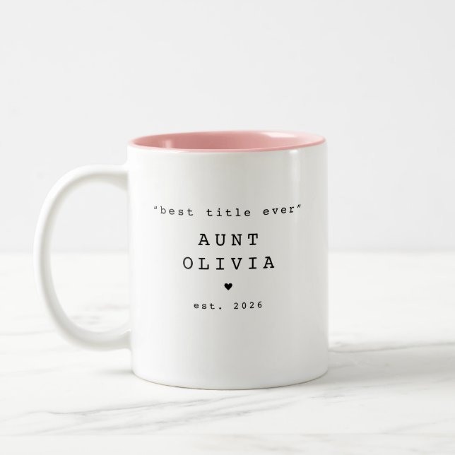 Café Em Dois Tons Melhor Título de Todos Tia Caneca Personalizada (Esquerda)
