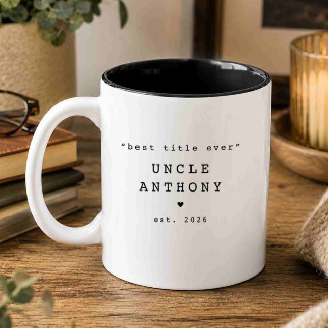 Café Em Dois Tons Melhor Título de Todos Tio Caneca Personalizada (Criador carregado)