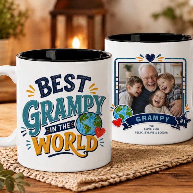 Café Em Dois Tons Melhor Vô do Mundo Caneca de Foto (Criador carregado)