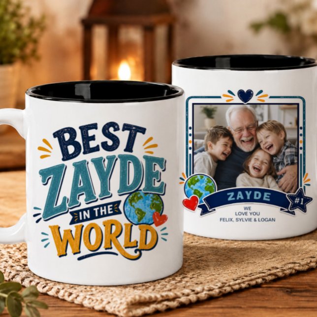 Café Em Dois Tons Melhor Zayde do Mundo Caneca de Foto (Criador carregado)